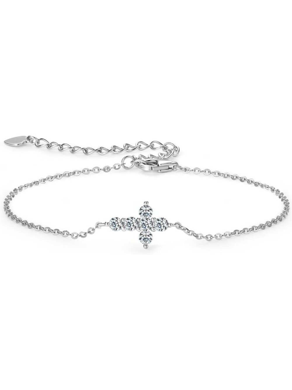 Stunning Moissanite Cross Bracelet for Women - Elegant Jewelry Gift, Sparkling